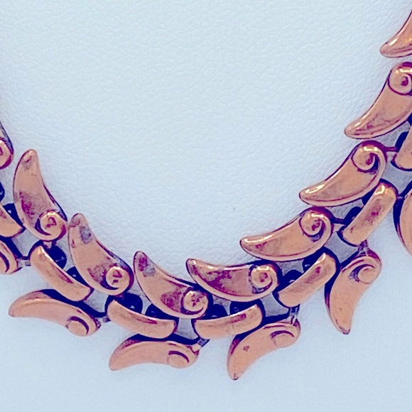 Vintage Renoir Copper Leaf Necklace / Choker Signed Renoir On Clasp 1946-1964 - Picture 2 of 8